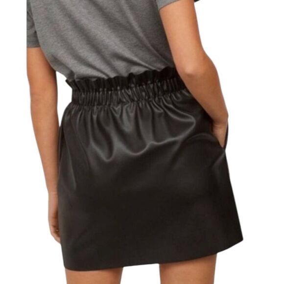 Zara Black Paperbag Waist Pull-On Mini Skirt Size Small - Picture 1 of 6